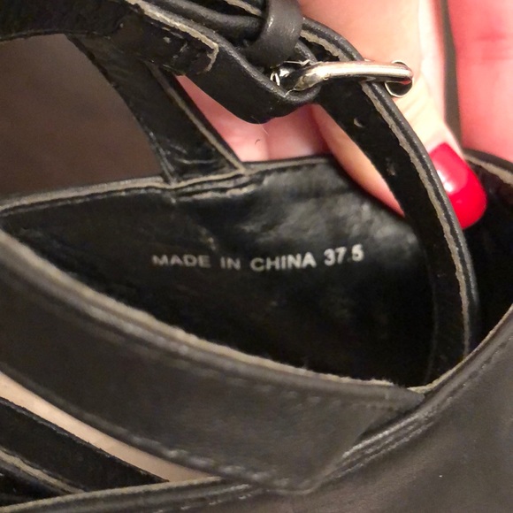 Design Lab Leather Wedge Peep Toe Ankle Strap - Picture 6 of 6